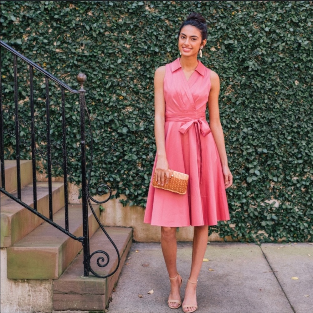 Gal Meets Glam Heather Sleeveless Wrap Midi Dress Size 12 in Rosemint Pink